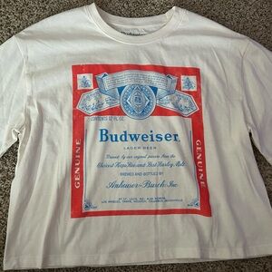 Budweiser White Tee with Red and Blue Label
